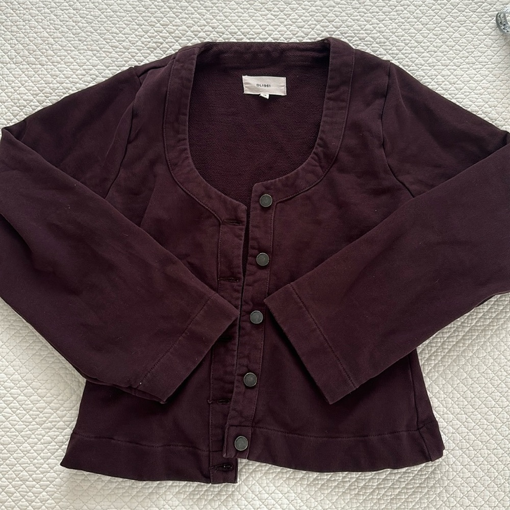 DL1961 Button Down Cardigan, Plum/Dark Purple